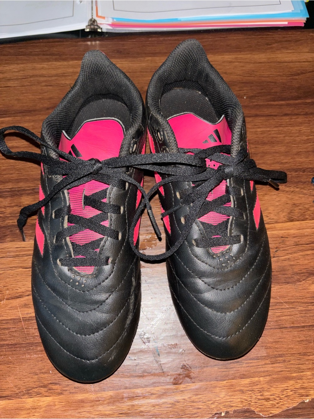 Kids Black and Pink soccer cleats